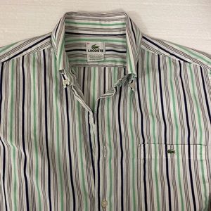 Lacoste Men's Long Sleeve Stripe Button Down Shirt. Size 40/Medium.